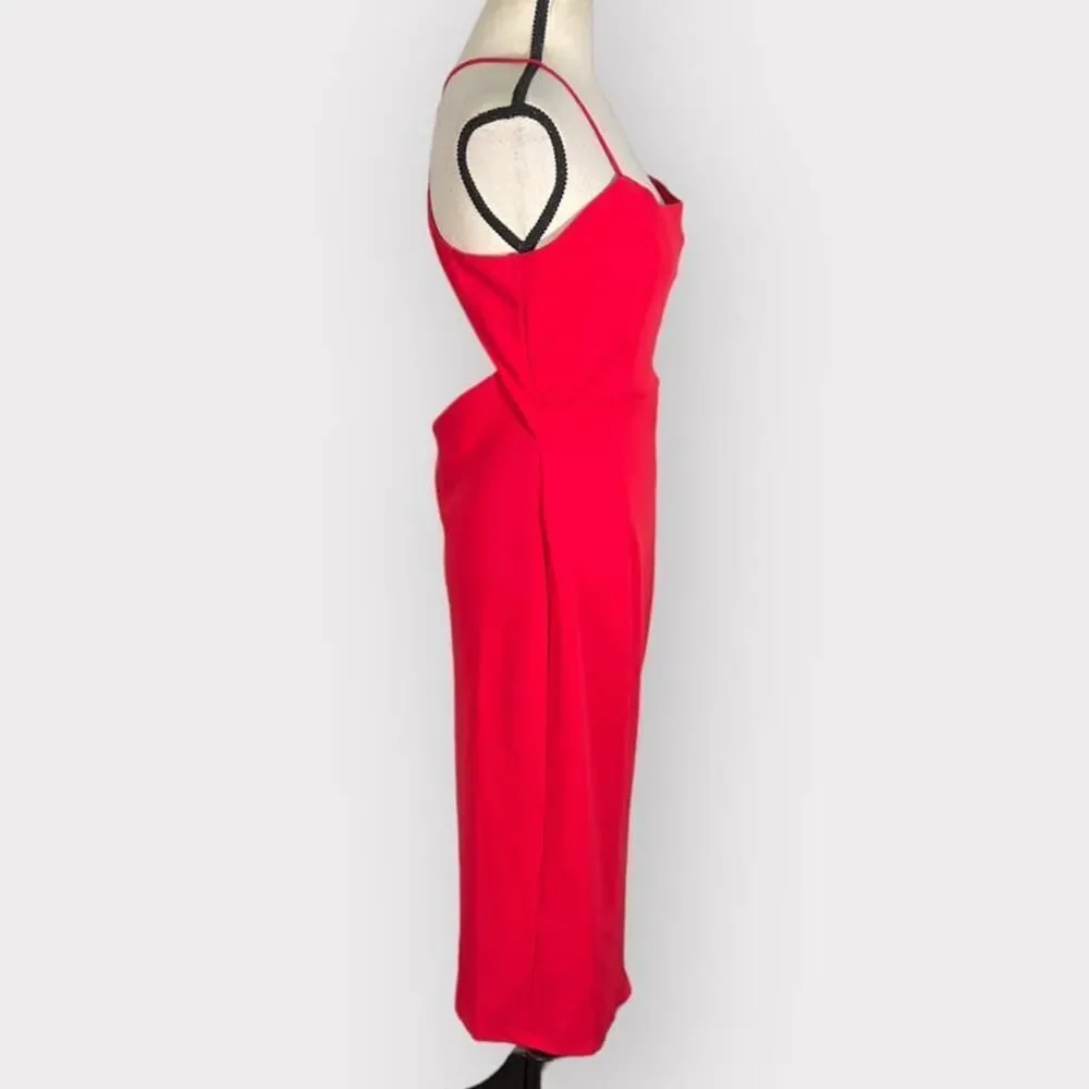 Lulus Get the Party Going Cocktail Bodycon Midi Dress Red Women's Size Large NWT - Picture 6 of 9